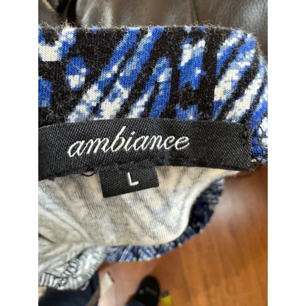 AMBIANCE Blue Tribal Design Elastic Waist Drawstring Strapless Jumpsuit Size L - Picture 7 of 12